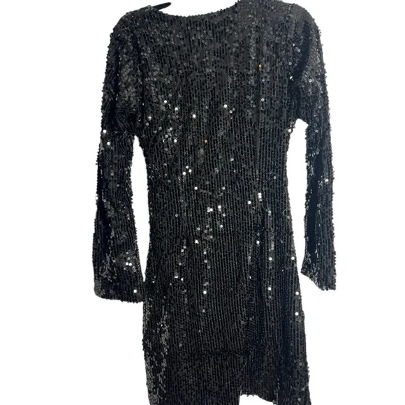 Hale Bob Black Sequin Long Sleeve Dress - Picture 3 of 4